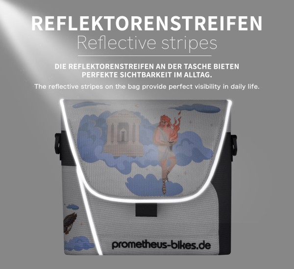 Lenkertasche mit Tragegurt & 3 Riemen Sicherung in Weiss