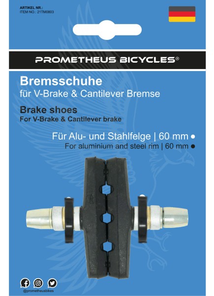 Bremsschuhe 60mm für V-Brake & Cantilever Alu- und Stahlfelge