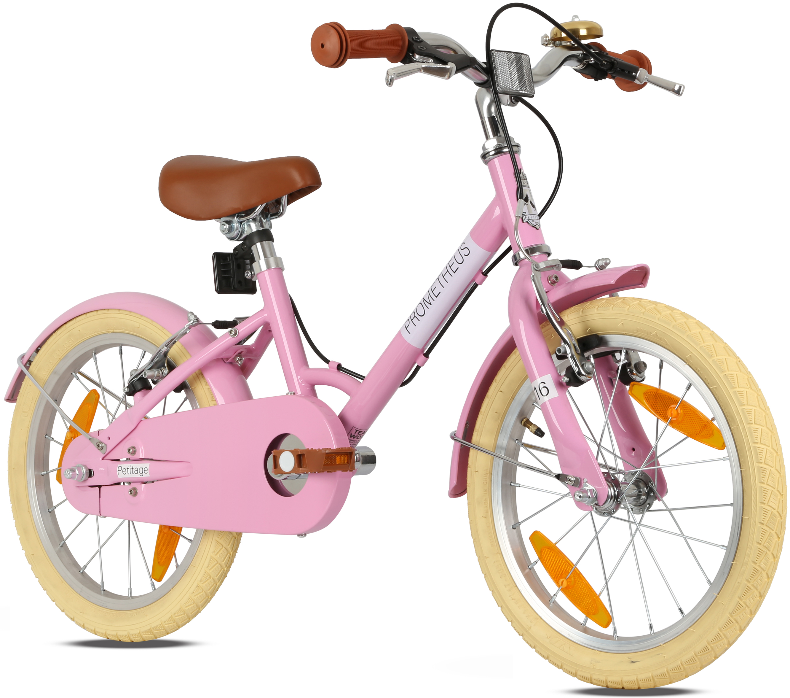 PETITAGE Retro Kinderfahrrad 16 Zoll ab 4-5 Jahre in Rosa