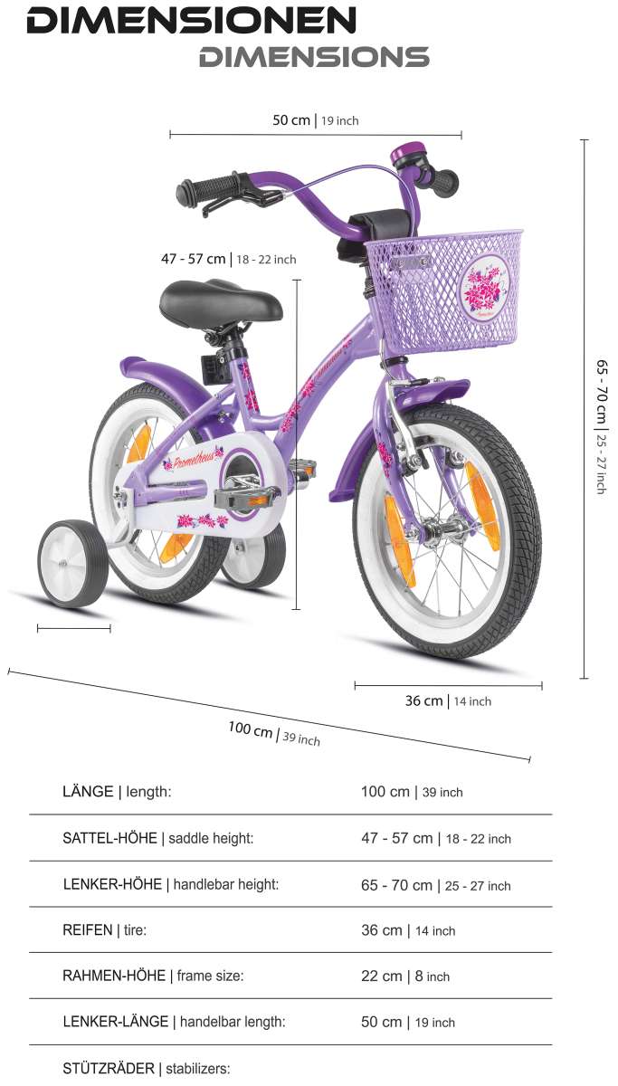 Generation Blanco 14 Zoll Kinderfahrrad Lila - Mit Stützrädern Für 3-5 Jahre