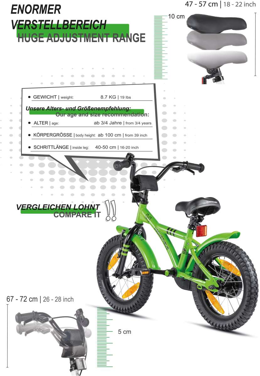 JOYSTAR Berry 14 Zoll Kinderfahrrad - Für 3-5 Jahre Mit Stützrädern