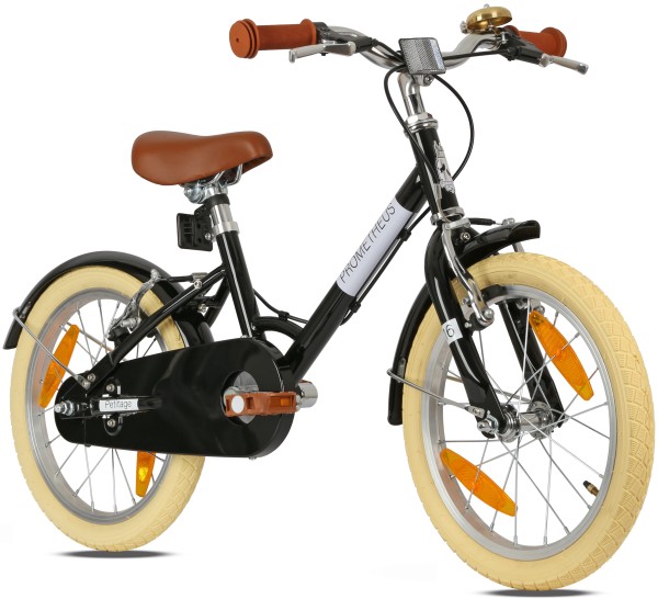 PETITAGE Retro Kinderfahrrad 16 Zoll ab 4-5 Jahre in Schwarz
