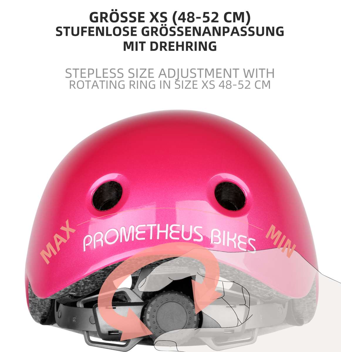Prophete Fahrradhelm Für Kinder & Jugendliche – Verstellbar (52-56 Cm), TÜV/GS Geprüft, Pink, Mit Glue-On Technologie & Belüftung