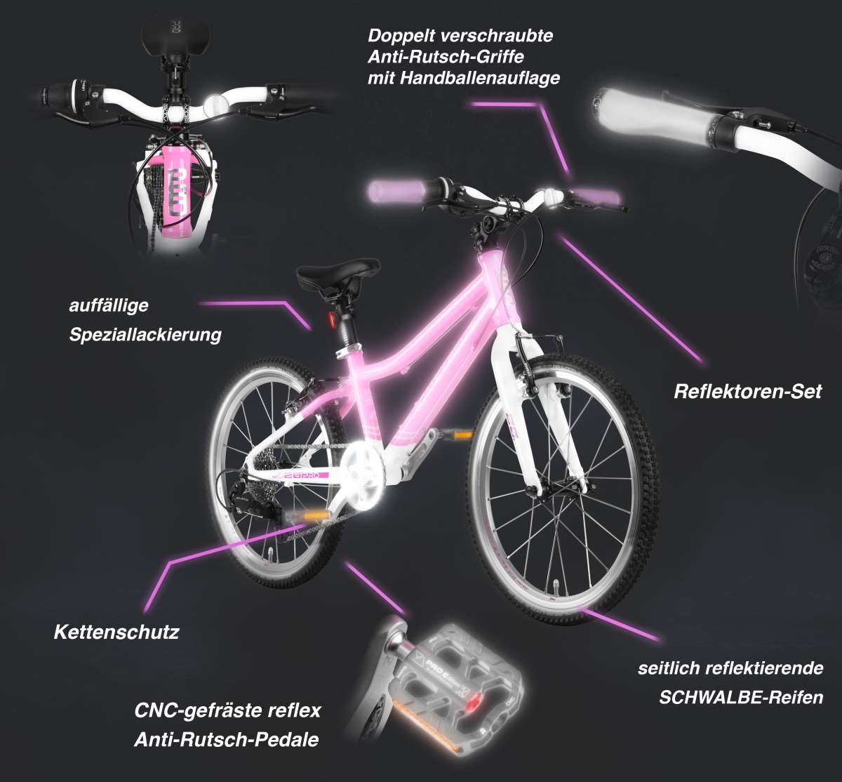 Generation M-760 Kinder-Mountainbike 20 Zoll - 21 Gang, Scheibenbremsen, Rosa